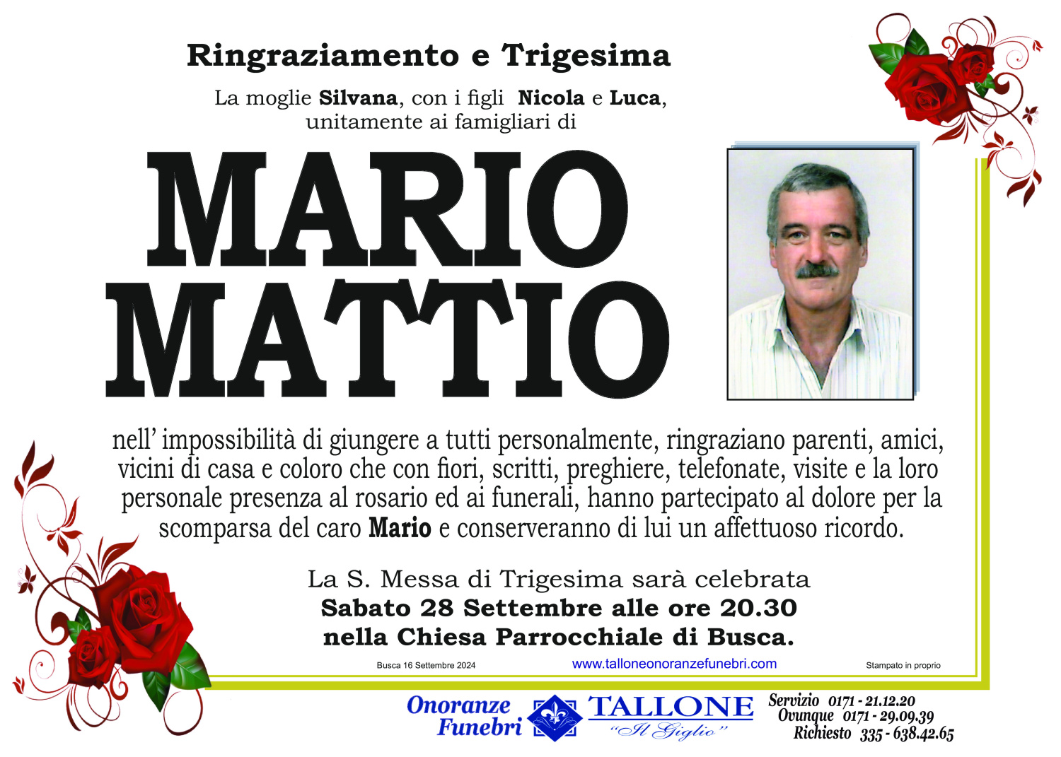 <br />
<b>Warning</b>:  Undefined variable $info in <b>/home/tallone/public_html/ringraziamenti.php</b> on line <b>68</b><br />
Mario Mattio